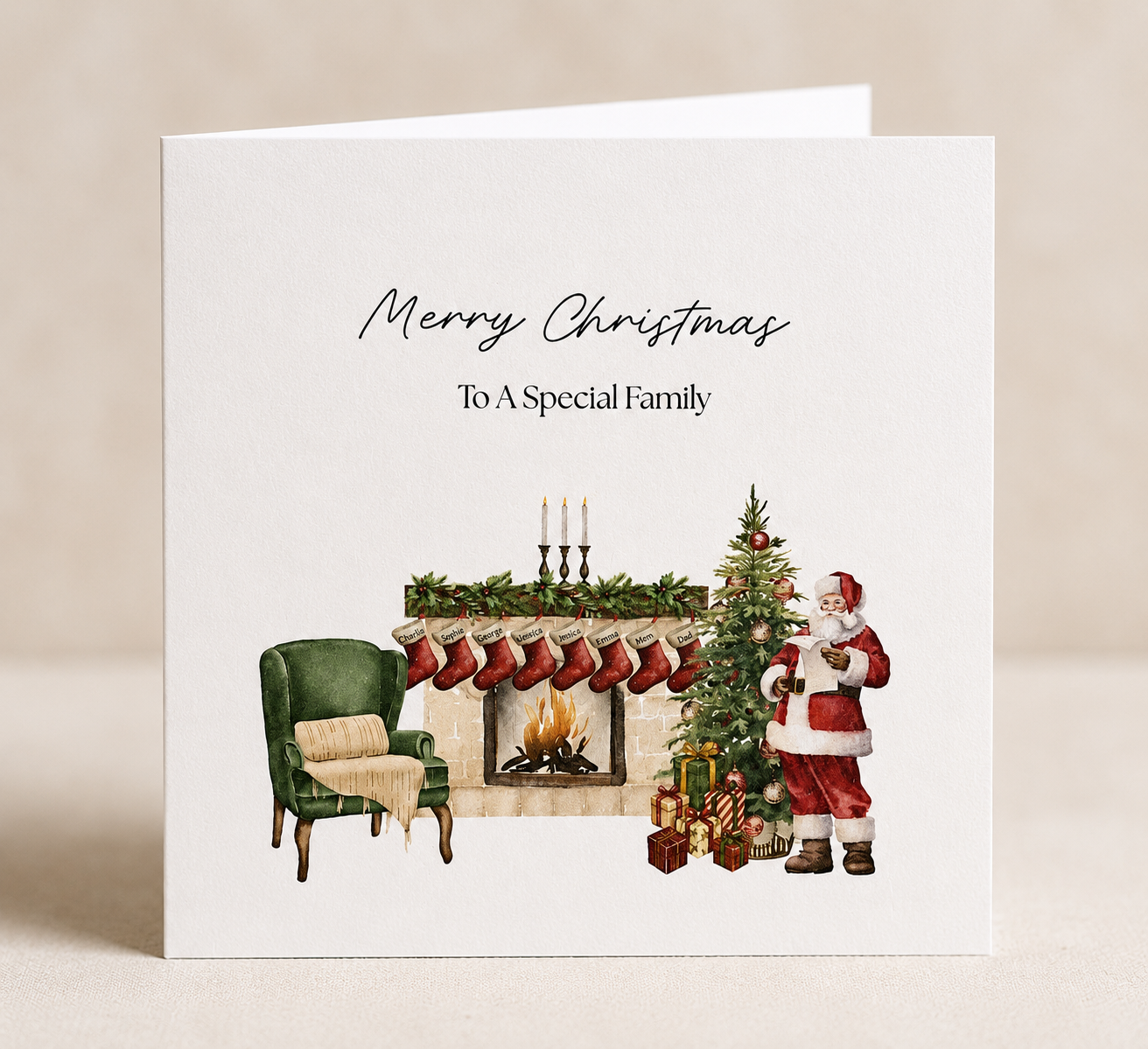 Personalised Christmas Stocking Greetings Card
