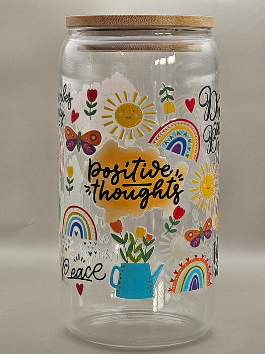 Positive thoughts, glass can