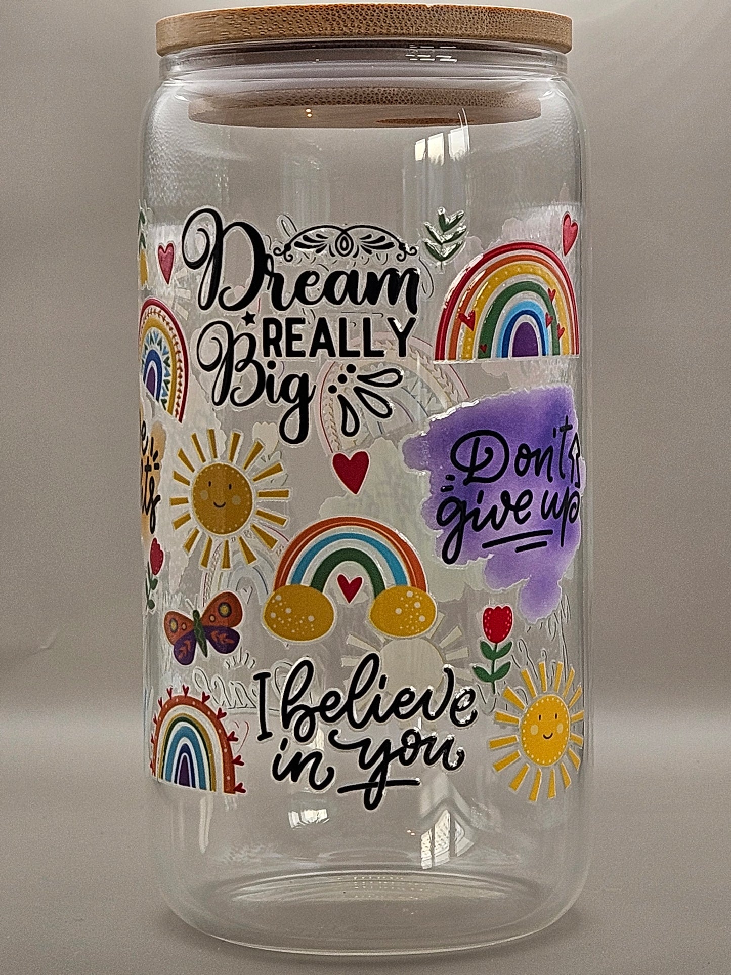 Positive thoughts, glass can