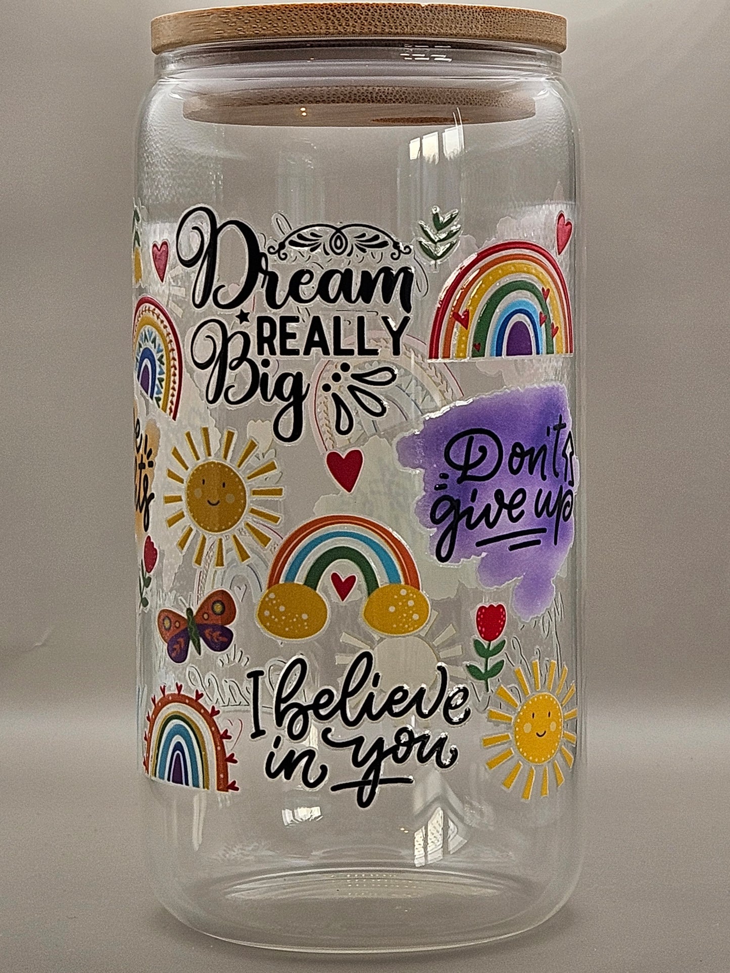 Positive thoughts, glass can