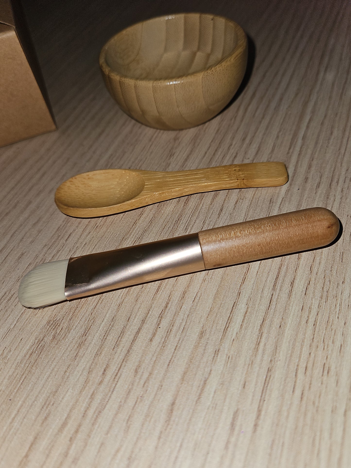 Face Mask Mixing Bowl Set With Brush & Spoon - Wooden Brush Applicator -Bamboo Skin Care Tools-Non-Toxic Face Mask Kit