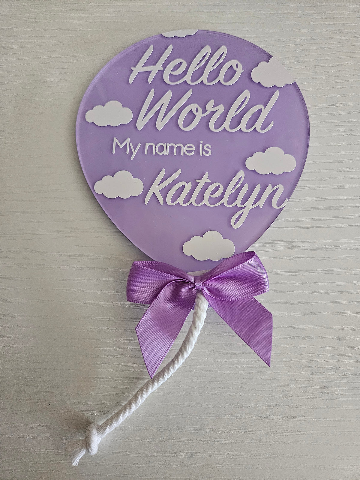 Personalised Cloud Hello World Balloon Sign