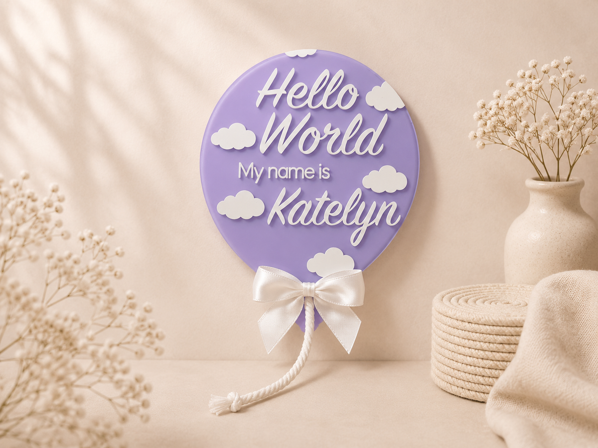 Personalised Cloud Hello World Balloon Sign