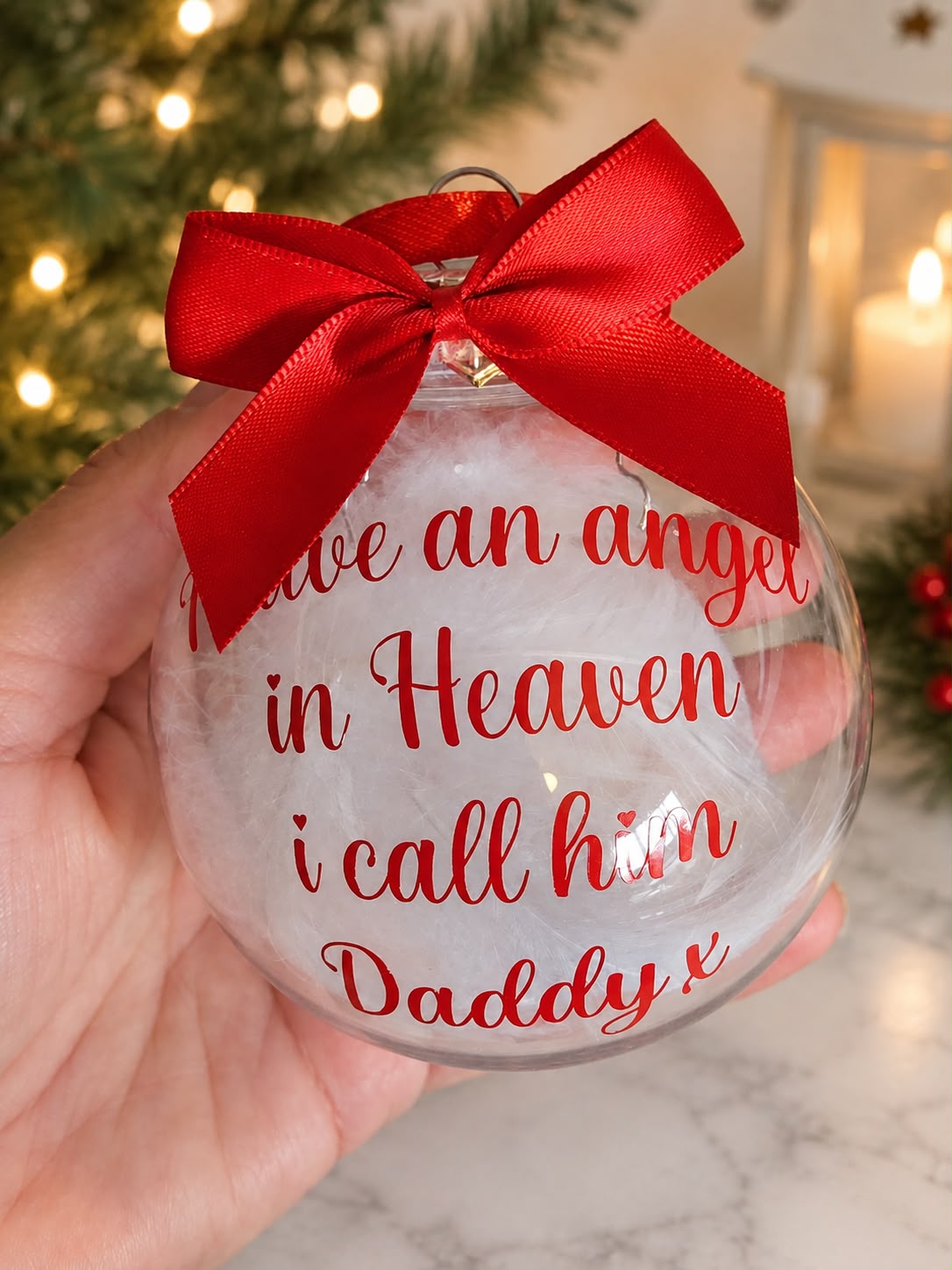 Christmas Memorial Baubles, Christmas Tree Ball Ornaments, I have an Angel in Heaven, Christmas Tree Remembrance Hanging Pendant Memorial Gift