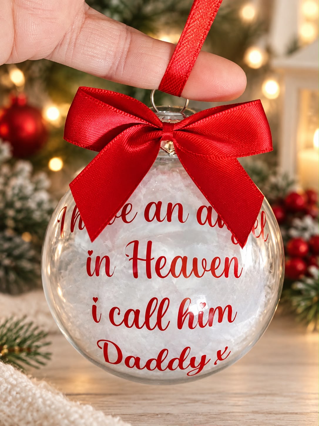 Christmas Memorial Baubles, Christmas Tree Ball Ornaments, I have an Angel in Heaven, Christmas Tree Remembrance Hanging Pendant Memorial Gift