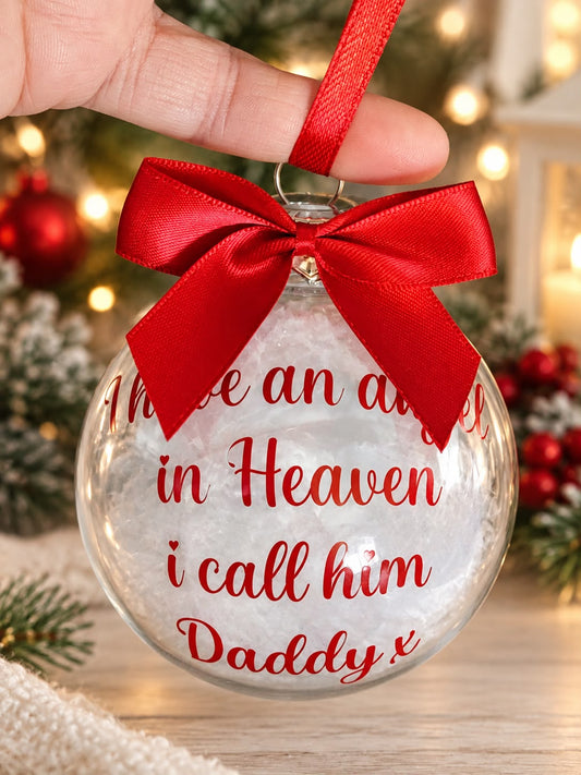 Christmas Memorial Baubles, Christmas Tree Ball Ornaments, I have an Angel in Heaven, Christmas Tree Remembrance Hanging Pendant Memorial Gift