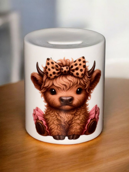 Highland Cow 11oz Money jar