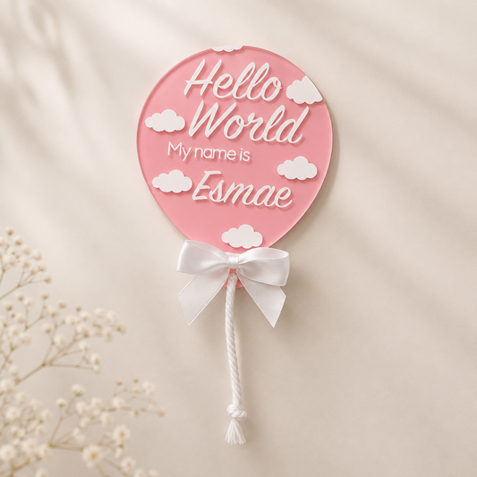 Personalised Cloud Hello World Balloon Sign