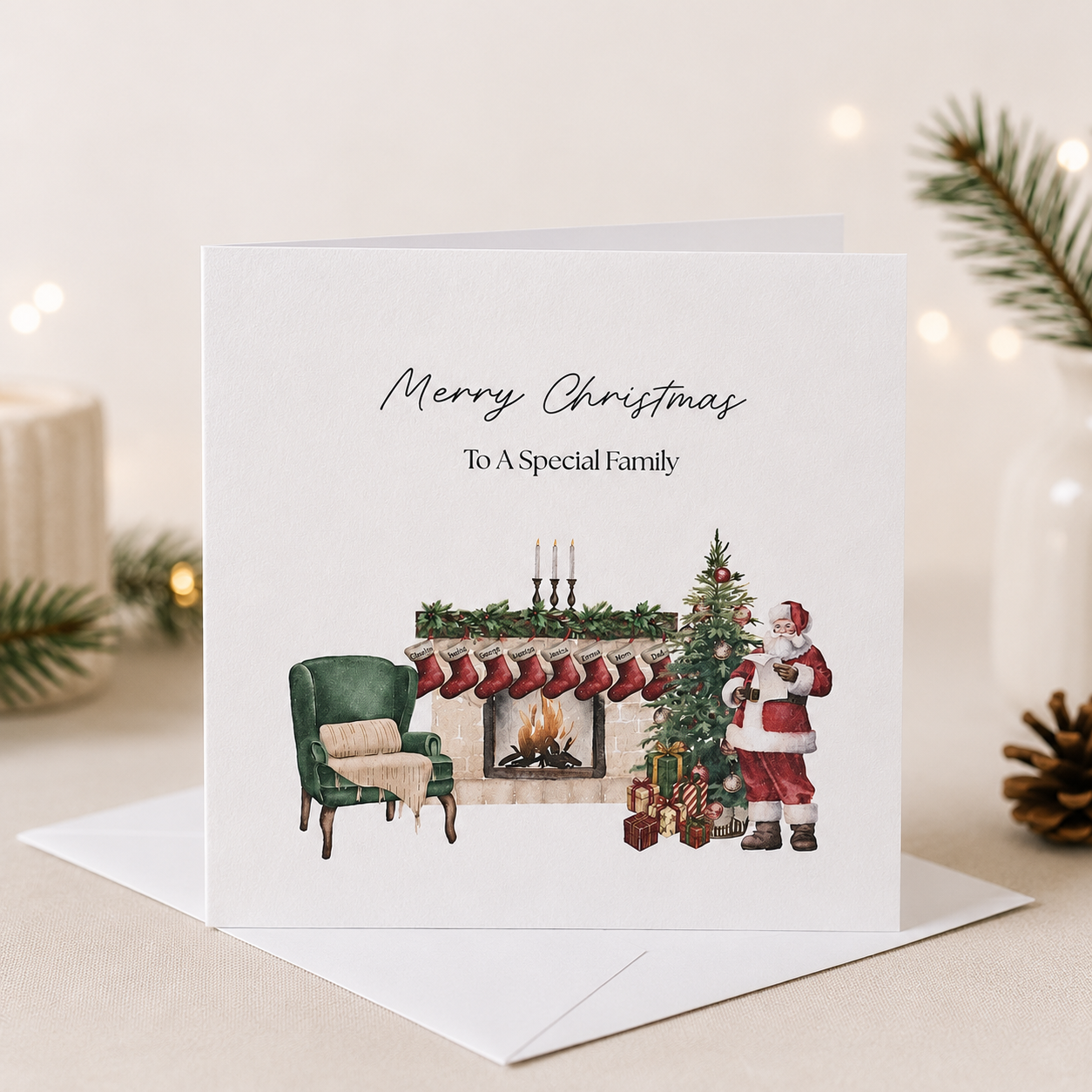 Personalised Christmas Stocking Greetings Card