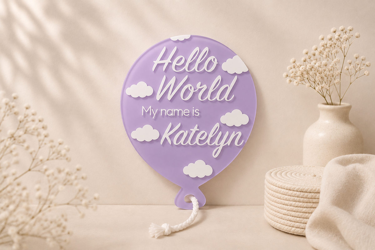 Personalised Cloud Hello World Balloon Sign