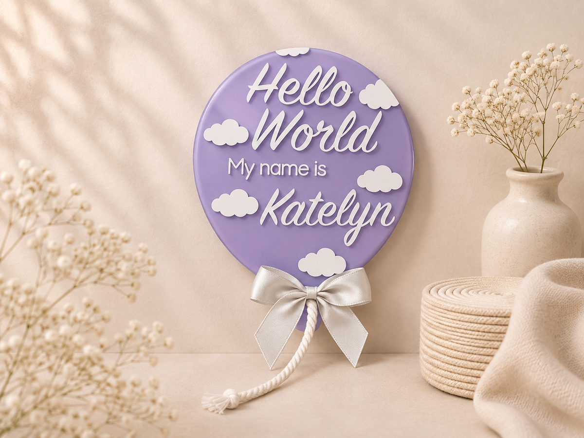 Personalised Cloud Hello World Balloon Sign